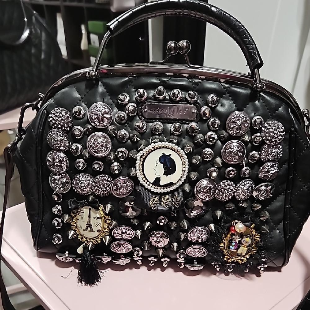 NICOLE LEE Black Embellished Handbag
